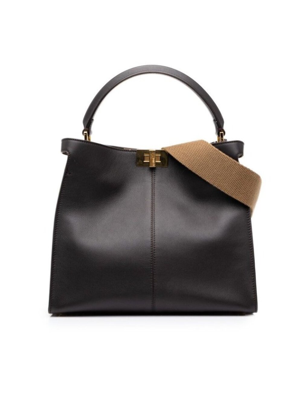 Fendi Peekaboo X-lite Shoulder Bag Dark Brown Leather